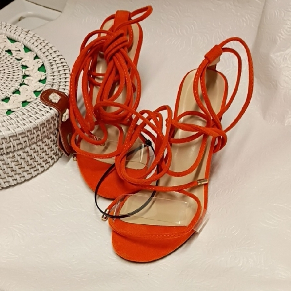 Amazon Essentials Vibrant Orange Strappy Sandals - image 4